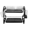 Multifunctional Dual Layers Bowls & Dishes & Chopsticks & Spoons Collection Shelf Dish Drainer Black