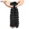 Ishow Human Brazilian Virgin Hair Weave Deep Wave 3 buntar Remy Hair Extensions för Kvinnor Flickor Alla Ages Natural Färg