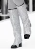 2018 Bling Autumn Winter Runway Kobiety Glitter Plac Toe Knane High Women Boots Chunky Obcasy Botas
