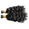 10 "-26" Brazilian Curly Wave Mänskliga hårförlängningar Jag Tips Hårförlängningar Human 100g 100s Lim Fusion Keratin Stick Tip Hårförlängningar