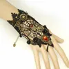 Nouveau bracelet Vintage gratuit en toile d'araignée, anneau de mitaine en dentelle noire, ornements assortis, mode Halloween classique, élégance exquise