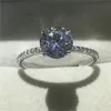 Vecalon fait à la main 100% réel 925 bague en argent Sterling princesse coupe 1ct Sona diamant fiançailles bagues de mariage pour les femmes