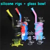 DHL Silicon Rigs Silicone Hookah Eau Bongs Huile Dab tuyaux avec des bols en verre mâle clair de 4mm 14mm