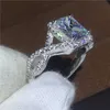 Mode Princess Cut 5A Zirkoon CZ Ring 925 Sterling Silver Engagement Wedding Band Ringen voor Vrouwen Mannen Bijoux