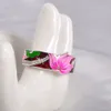 RainMarch Bohemian Enamel Lotus Flower Silver Ring For Women 925 Sterling Silver Ring Engagement Party Handmade Jewelry S18101608