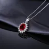 Jewelrypalace Kate Prenses Diana 2 5Ct Doğal Garnet Halo Kolye Pure Orijinal 925 Sterling Şerit Takı Kadınlar Moda S18209T