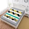 Multi-Color Patchwork Bed Sheet Geometric Striped Monterad Plåt Tvilling Full King Queen BedClothes Deep Pocket Madrass Cover