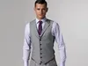 2021 Hommes officiels personnalisés Gris Vente latérale Gris Groom Tuxedos GroomsMen Best Homme Mariage Costumes Bourse Business Wear (Veste + Pantalon + Vest + Cravate)