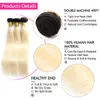 Dark Root Ombre 1B 613 Blond Two Tone Hume Hair Weft Bunds med fulla frontaler honung blond ombre hårväv med frontala clo3877537