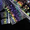 Holografik Tırnak Folyo Lazer Çiçek Dreamcatcher Karışık Desenler Galaxy Manikür Nail Art Transfer Sticker Noel Halloween Partisi için Set