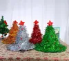 HOT Christmas tree hat Christmas straw hat party prop hat Christmas Hats Children ADdult non-woven fabric +PVC