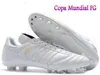 Herren Copa Mundial Fußball-Fußballschuhe, schwarz, weiße Stollen, FG für Klassiker, hergestellt in Deutschland, Leder-WM-Fußballschuhe, Botines Futbol