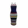 CMYAYA BACKLOSS STRAND STRIPED HIGH TAIUS Zomer Jurk Lady Women Fashion Sexy Casual Bandage Nightclub Midi -jurken