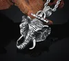 Punk hiphop accesorios elefante colgante collar hombres/mujeres joyería encanto colgante 60 cm cuerda cadena Acero inoxidable plata Animal joyería