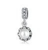 Passend für Pandora-Armbänder, 10 Stück, weiße Perle, Silber-Kristall-Charms, Anhänger, Perlen, Silber-Charms, Perle für Großhandel, DIY, europäischen Halsketten-Schmuck