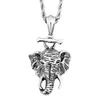 Punk Hiphop Zubehör Elefant Anhänger Halskette Männer/Frauen Schmuck Charm Anhänger 60 cm Seil Kette Edelstahl Silber Tier schmuck