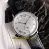 Preiswerte neue Marke Classique Heritage 5907BB / 12/984 Automatik-Uhrwerk weißes Zifferblatt Herrenuhr silberner Etui Lederarmband Uhren