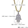 Hip Hop Micro-inlaid Zircon Pierced Eye Fatima Hand Pendant Necklace Gold Chain Men Women Jewelry Gifts