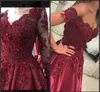 2022 Sexy Prom Dresses Off Shoulder Sweetheart Ball Gown Lace Appliques Flowers Plus Size Burgundy Satin Party Dress Formal Evening Gowns