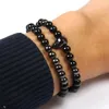 Hot koop sieraden groothandel 10 sets / partij 6mm natuurlijke zwarte onyx stenen kralen topkwaliteit zwarte CZ schedel kralen armbanden