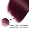 스트레이트 1B99J Red Wine Ombre Human Hair Weaves 4x4 중간 부분 및 3pcs 번들과의 부품 레이스 폐쇄 전신 비정형 8335860