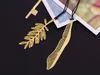 Golden bookmarks with card Metal book mark Paper Clip Leaf shape book markers lovely reading helper Creative key shape bookmark