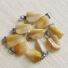 Partihandel Mixed Natural Stone Graverade Löv Leaf Shape Bead Pendants Charms Perfekt passform Armband Örhängen Pendants Gratis frakt