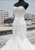 Verkliga bilder Elegant Ärmlös Beaded Mermaid Bröllop Klänningar Lång Kvinnor Golvlängd Bröllopklänning Lace Up Wedding Gowns Custom