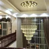 الثريات الحديثة LED قلادة الضوء التصميم الفني تصميم غرفة الطعام الثريات K9 Crystal تركيبات AC110 مصابيح السقف الإضاءة