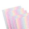 22 cm * 30 cm glitter tecido de couro sintético gradiente arco-íris chunky glitter decoração casamento decoração diy hairbows materiais