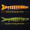 High Quanlity 6 Sizes Multi-section Fish Musky Crankbaits 3D eyes Casting Laser Saltwater Lure Swinging Swimming Segments bait