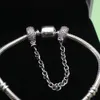 Bijoux fins Authentique 925 Sterling Silver Bead Fit Pandora Charm Pave Inspiration Crystal Safety Chain Beads perles