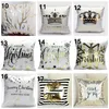 New style gold stamping pillowcase letters fashion gold stamping printing pillow cushion cover for sofa automobile christmas new year deco