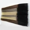 10 "-26 inch tape in extensies Ombre 40 stks niet-remy balayage menselijk haar 100g rechte ombre huid inslag hair extensions