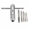 Freeshipping T-Handle Ratchet Tap Wrench with 5Pcs/lot M3-M8 Durable 3-8mm Machine Screw Thread Metric Plug Tap Machinist Tool Top Quality