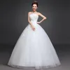 Luxury Crystals Sleeveless 3D-Floral Appliques Strapless Ball Gowns Wedding Dresses Rhinestones Lace-up Back Wedding Gown