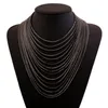 Multilayer lange kwasten maxi ketting kettingen 15 goud zilver zwart retro overdreven accessoires sieraden voor vrouwen