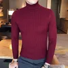 Vinter Höghalsad Tjock Varm tröja Herr Turtleneck Herr Tröjor Slim Fit Pullover Herr Stickad Man Dubbelkrage