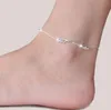 Moda 925 Sterling Silver Anklets para mulheres senhoras meninas Únicas Únicas Sexy Grânulos Simples Prata Cadeia de Prata Anklet Pé Jóias Casamento Presente