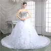 Nuovo innamorato con cristalli Bling Abiti di sfera Lunghezza pavimento Tulle Abiti da sposa lunghi per feste di nozze per le donne Abiti da sposa DH4228