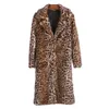 ヨーロッパファッション女性X-Long Fauxの毛皮のヒョウのコートの女性のフェイクの毛皮のジャケットgiletペリシアコートveste forrure s-3xl