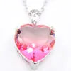 New Jewelry LUCKYSHINE 925 Sterling Silver Necklace Heart Bi colored Tourmaline Women Pendant 16mm Wedding Pendants Ball Party Jewelry