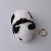 Äkta Rex Rabbit Fur Keychain Fashion Soft Fur Panda Key Ring Bag Pendant Toy2787195