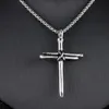 MIC 12pcs Fashion Nails Cross Alloy Charm Pendant Necklace For Male Jewelry Accessories 3-color selection