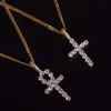 Nytt Ankh Kors Halsband Hängsmycke En uppsättning Bling Cubic Zircon Män / Kvinnor Hip Hop Smycken med kedja för gåva