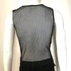 Fashion Men Transparent Mesh Tank Tops Male Sexy Thin See Through Mesh Short Sleeve Breathable Transparent Tight-fitting Vest1621