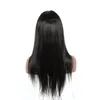 Rakt mänskligt hår spets fram peruk med baby hår pre plocked brasilianska 100% mänskliga hår peruker för svarta kvinnor naturlig svart färg
