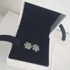 CZ diamond Pave Snowflake Stud Earring authentic Sterling Silver bling Wedding Jewelry Original Box For pandora girlfriend Earrings Set