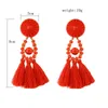Bohemia Retro National Style Dangle Chandelier Exaggerated Long Tassel Earrings Fashion Colorful Acrylic Beads 10 Colors Wholesale