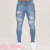 Mode Heren Stretchy Ripped Skinny Biker Jeans Vernietigd Getapete Slim Fit Denim Broek Vintage Gat Potlood Broek278p